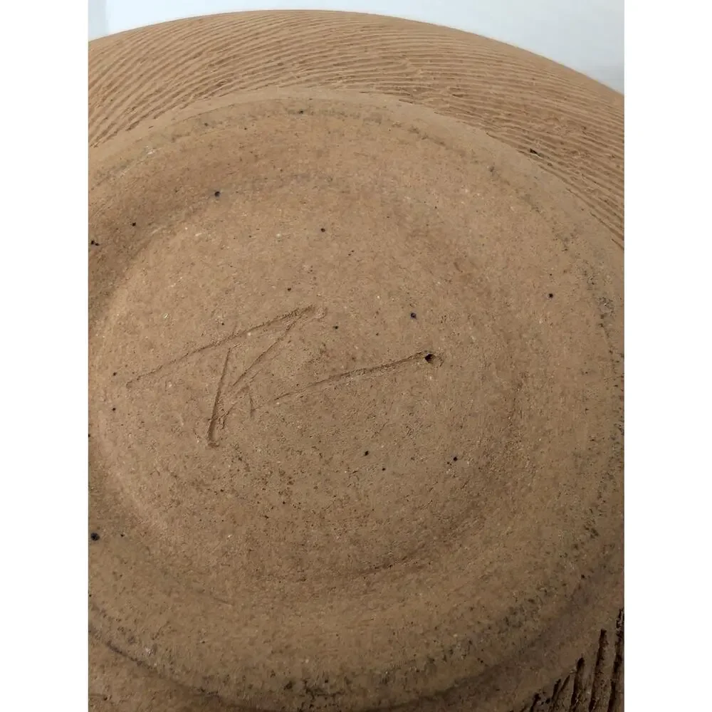 Renee Margolin Studio Pottery Vase Carved Textured Ceramic Vessel Art